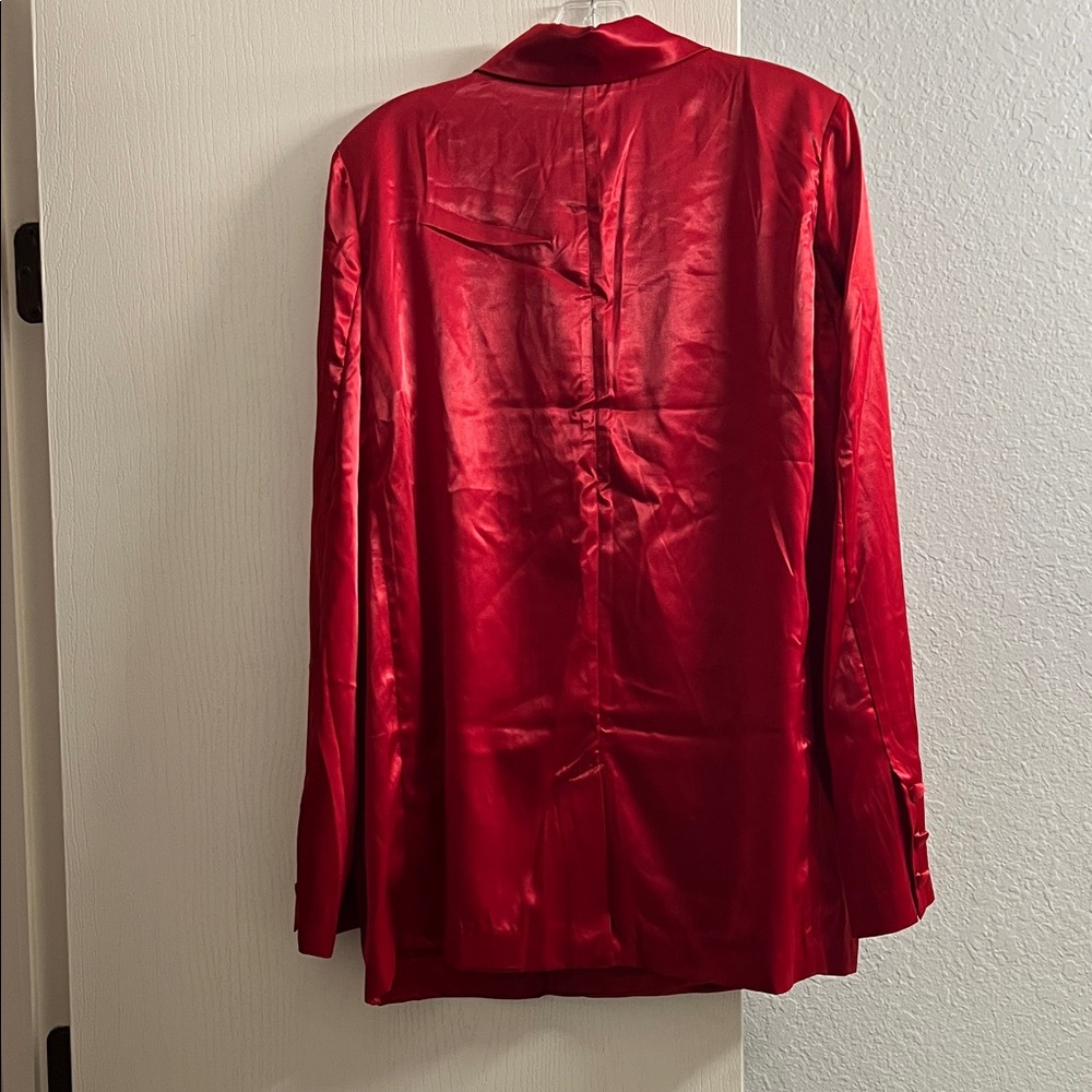 Forever 21 Red Satin Double-Breasted Blazer - Picture 3 of 3